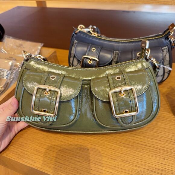 NWT COACH Ashton 2way Shoulder Bag CBJ01 Gold Olive glazed leather - Picture 1 of 13